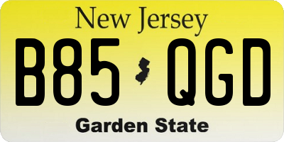 NJ license plate B85QGD