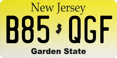 NJ license plate B85QGF