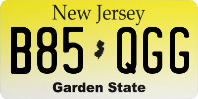 NJ license plate B85QGG