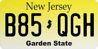 NJ license plate B85QGH