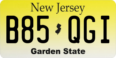 NJ license plate B85QGI