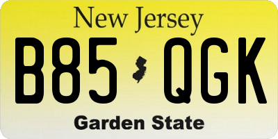 NJ license plate B85QGK