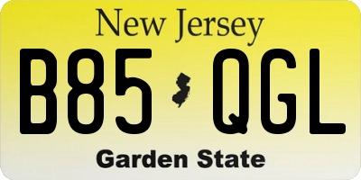 NJ license plate B85QGL