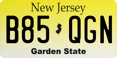 NJ license plate B85QGN