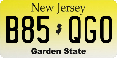 NJ license plate B85QGO