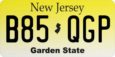 NJ license plate B85QGP