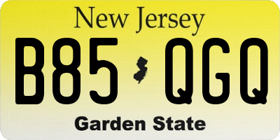 NJ license plate B85QGQ