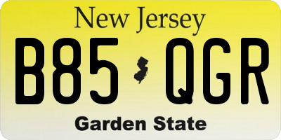 NJ license plate B85QGR