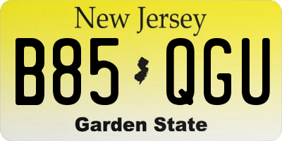 NJ license plate B85QGU