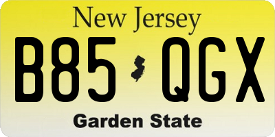 NJ license plate B85QGX