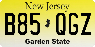 NJ license plate B85QGZ