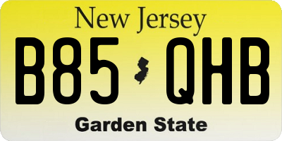 NJ license plate B85QHB