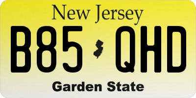 NJ license plate B85QHD