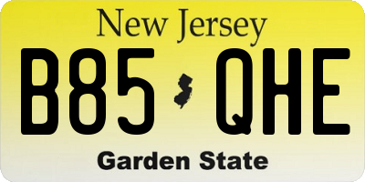 NJ license plate B85QHE