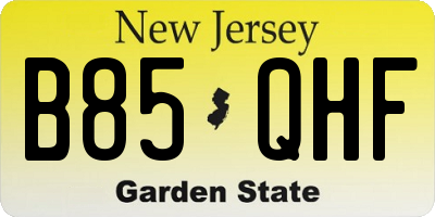 NJ license plate B85QHF