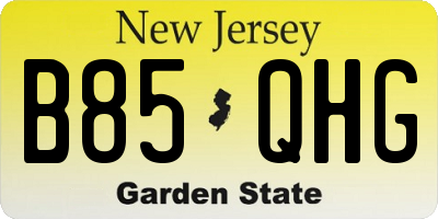 NJ license plate B85QHG