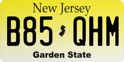 NJ license plate B85QHM