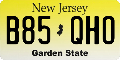 NJ license plate B85QHO