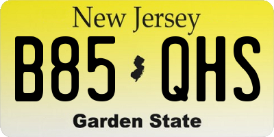 NJ license plate B85QHS