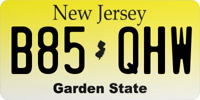 NJ license plate B85QHW