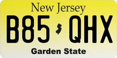 NJ license plate B85QHX