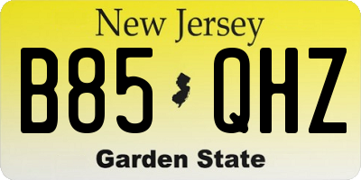NJ license plate B85QHZ