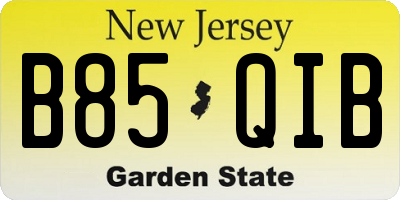 NJ license plate B85QIB