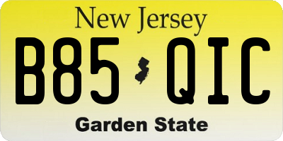 NJ license plate B85QIC