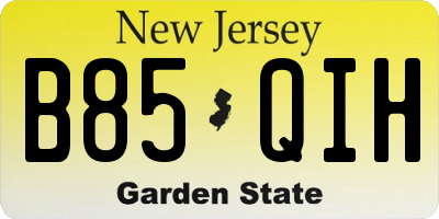 NJ license plate B85QIH