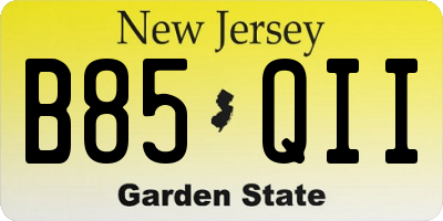 NJ license plate B85QII