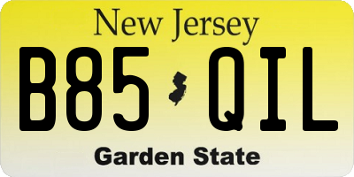 NJ license plate B85QIL