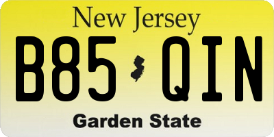 NJ license plate B85QIN