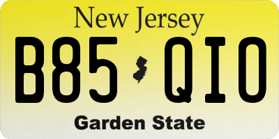 NJ license plate B85QIO
