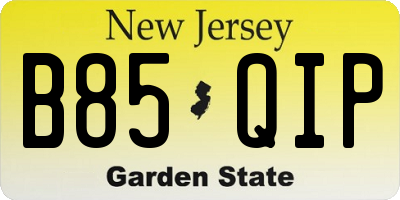 NJ license plate B85QIP