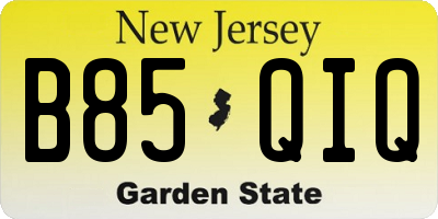 NJ license plate B85QIQ
