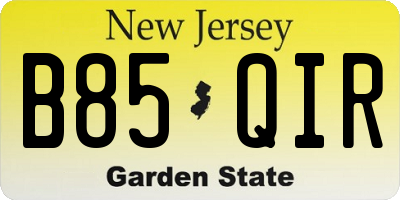 NJ license plate B85QIR