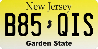 NJ license plate B85QIS