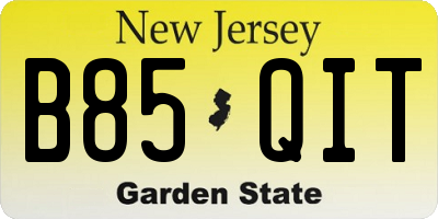 NJ license plate B85QIT