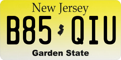 NJ license plate B85QIU