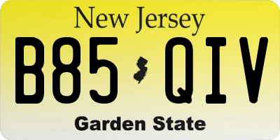 NJ license plate B85QIV