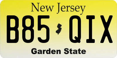 NJ license plate B85QIX