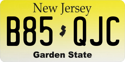 NJ license plate B85QJC