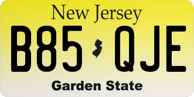 NJ license plate B85QJE
