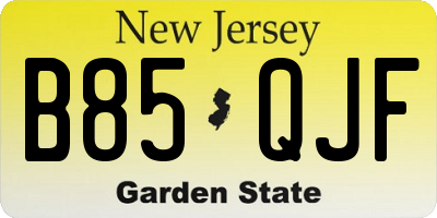 NJ license plate B85QJF