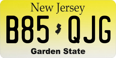 NJ license plate B85QJG
