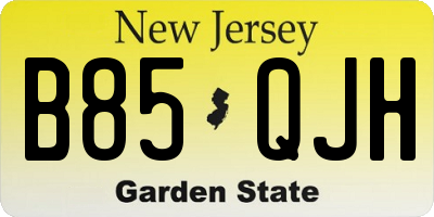 NJ license plate B85QJH