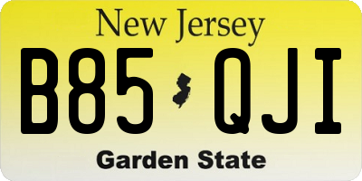 NJ license plate B85QJI