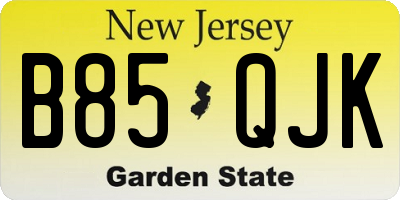 NJ license plate B85QJK