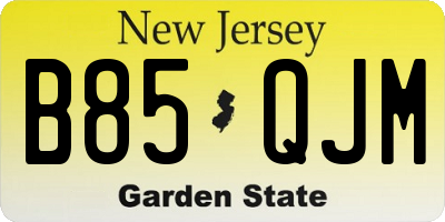NJ license plate B85QJM