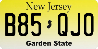 NJ license plate B85QJO